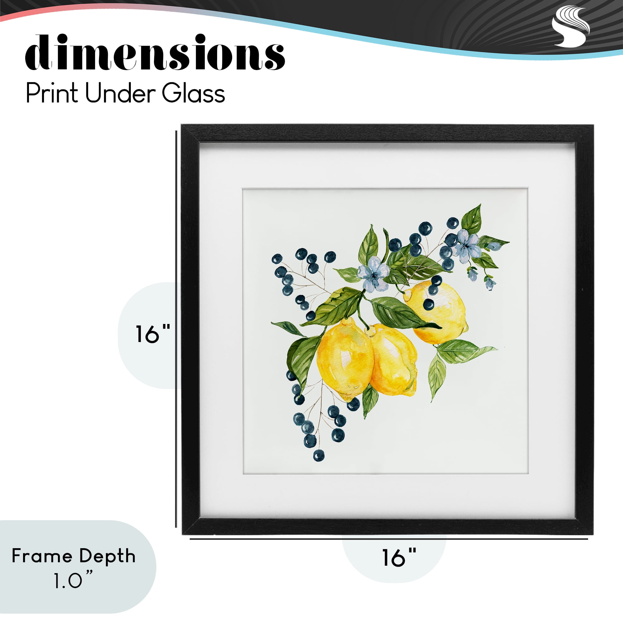 Stupell Industries Lemon Branch with Berries Black Framed Print Under Glass, design by Livi Finn