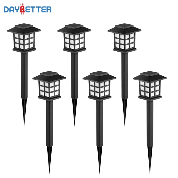 DAYBETTER 6 Pack Solar Outdoor Lights, Waterproof LED Solar Garden Lights, Walkway Lights, Outdoor Decorations for Garden, Landscape, Path, Yard, Patio, Driveway(Cool White)