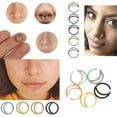 thumbnail image 2 of K-KED 1Pcs Moon Shape Nose Hoop Fake Septum Nose Rings Helix Piercing Nose Rings -multi, 2 of 9