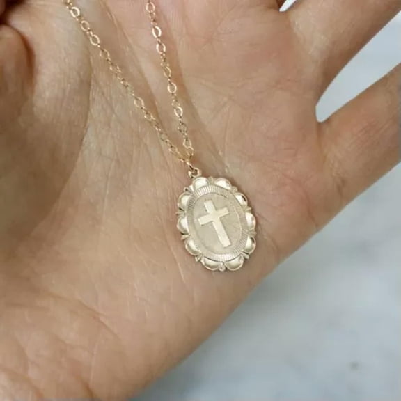 Cross 18k Yellow Gold Plated Necklace Pendant Women/Men Party Fashion Jewelry