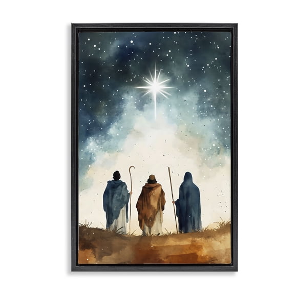 Guided Wisdom Shepherds Black Framed Floater Canvas Wall Art, design by Petal Prints Design