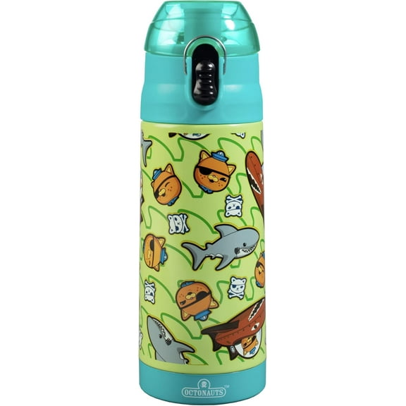 Octonauts Stainless Steel 13 oz Teal Insulated Lunch Water Bottle for Boys or Girls - Easy to Use for Kids - Reusable Spill Proof BPA-Free, From Hit Show Above and Beyond