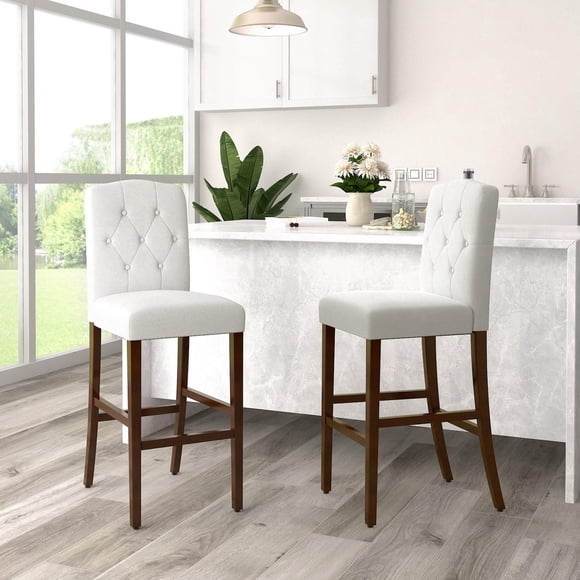 Homycasa Set of 2 30.7'' Wooden Bar High Bar Stool with Footrest