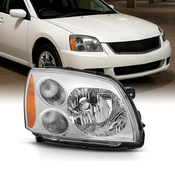 AKKON - Fits 2004-2012 Mitsubishi Galant Chrome Halogen Type (No W/Projector) Headlights Lamps Left+Right Set