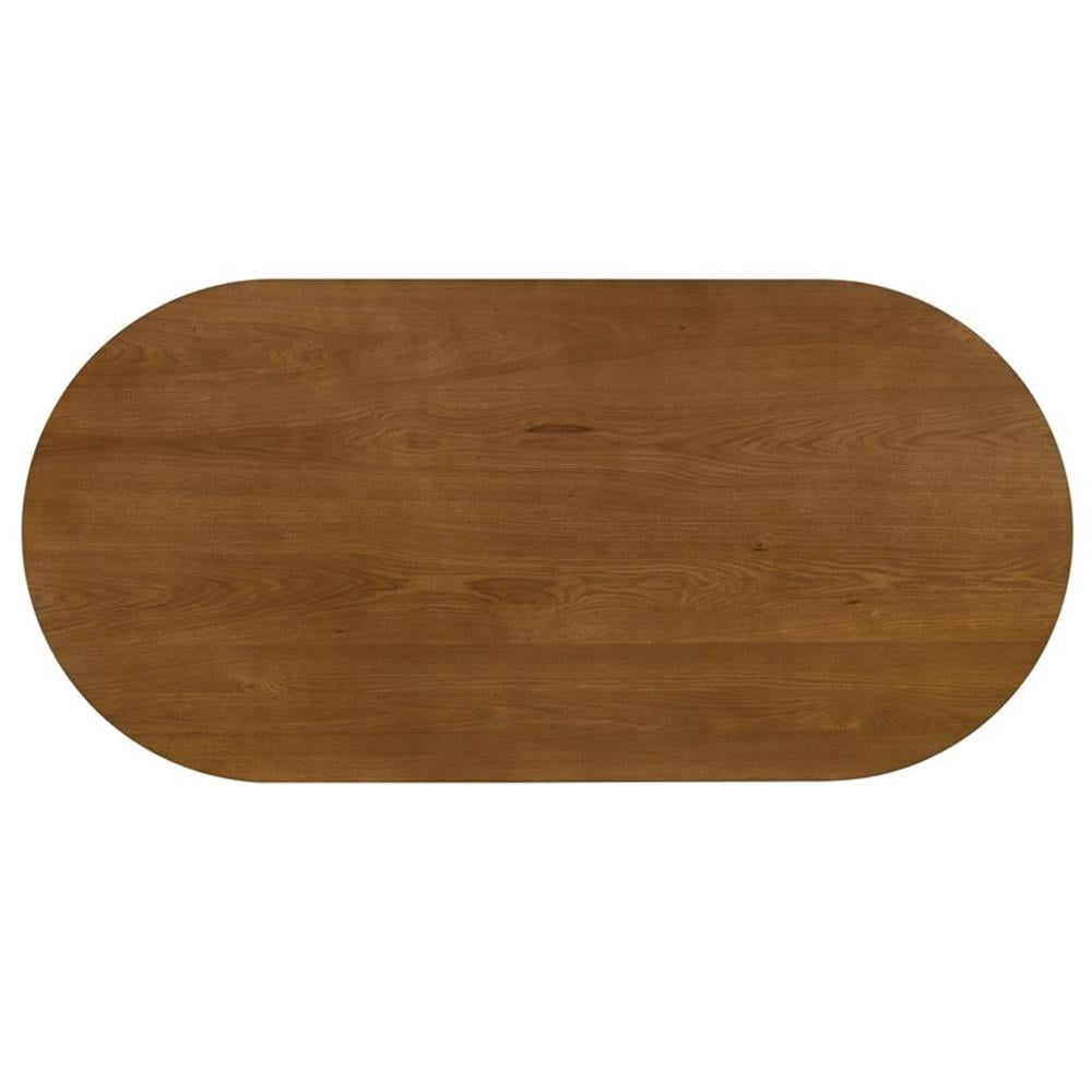 Andrew 88" Brown Walnut Wood Finish Oval Dining Table with Pedestal Base