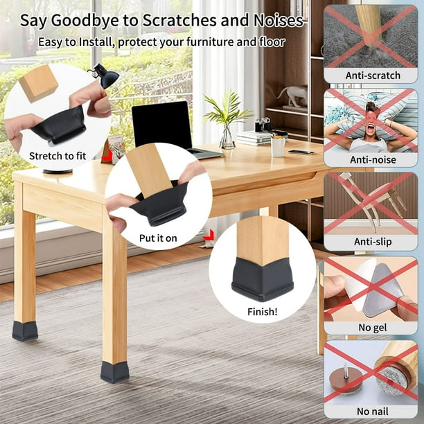 Ezprotekt Chair Leg Sliders for Carpet home decor Chair Leg Protectors Carpet Teflon Furniture Sliders 16pcs 2inch Square Black Walmart Business Supplies
