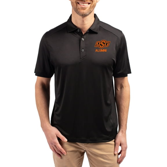 Men's-Cutter & Buck  Black Oklahoma State Cowboys Forge Alumni Eco Stretch Recycled Polo