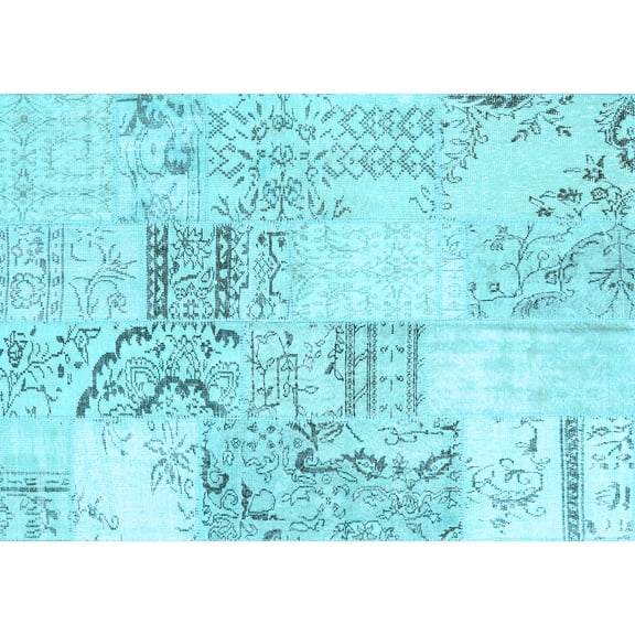 Ahgly Company Indoor Rectangle Patchwork Light Blue Transitional Area Rugs, 2' x 3'