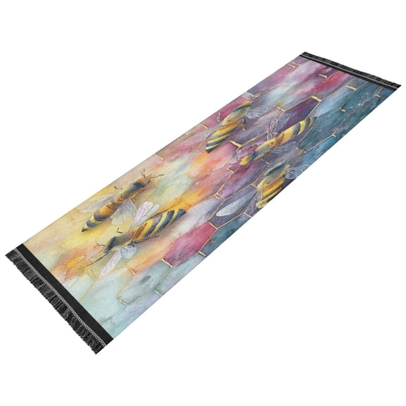 Vintage Modern Runner Rug,Non Slip Machine Washable 72"x23.5" Polyester Material Pet-Friendly Durable,Applicable to Entryway Rug Living Room Rug Honeycomb