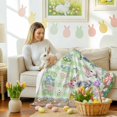 thumbnail image 4 of Throw Blanket Fleece Throw Blanket 40x50in, Easter Bunny with Colored Eggs in Basket Soft Lightweight Bed Blankets Farm Vines on Wood Plank Fuzzy Couch Blankets for All Season, 4 of 9