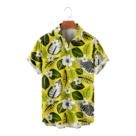 

MLFU Boys Shirt Button Down Short Sleeve Tropical Fashion Shirt & Top Vacation Clothes for Teen and Adult