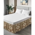 thumbnail image 4 of Retro Ethnic Bed Skirt Tribal Boho Brown Vintage Oriental Bed Skirts Queen Size 16 Inch Drop, Wrap Around Dust Ruffle&nbsp;Bedskirt with Adjustable Elastic Belt for Queen Size Beds, 4 of 7