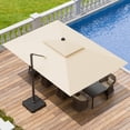 thumbnail image 1 of Parasol Déporté d'Extérieur Beige 9 X 12 Pi pour Terrasse, Grand Design Rectangulaire Décentré, Double Toit, Cadre en Aluminium Robuste et Rotation à 360° pour Piscine, Jardin, Terrasse, Cour Arrière, 1 of 1