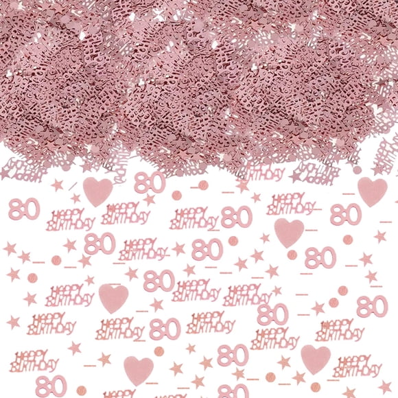 HJYZY 1650 Pcs Confettis Joyeux Anniversaire Rose Doré 1/13/16/18/20/21/30/40/50/60/70/80/90 Confettis Décoratifs Numériques Cœur Parfaits pour Décorations de Table Fournitures de Fête (80)