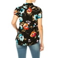 thumbnail image 3 of Women's Floral Print Overlapping Short Sleeve Top with Front Tie Collar, 3 of 5