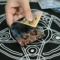 thumbnail image 3 of Tarjeta de tarot colorida con láser de lámina dorada, estampado en caliente, impresión en color, plástico, juego de mesa impermeable, juego de cartas de felicitación al por mayor, 3 of 5