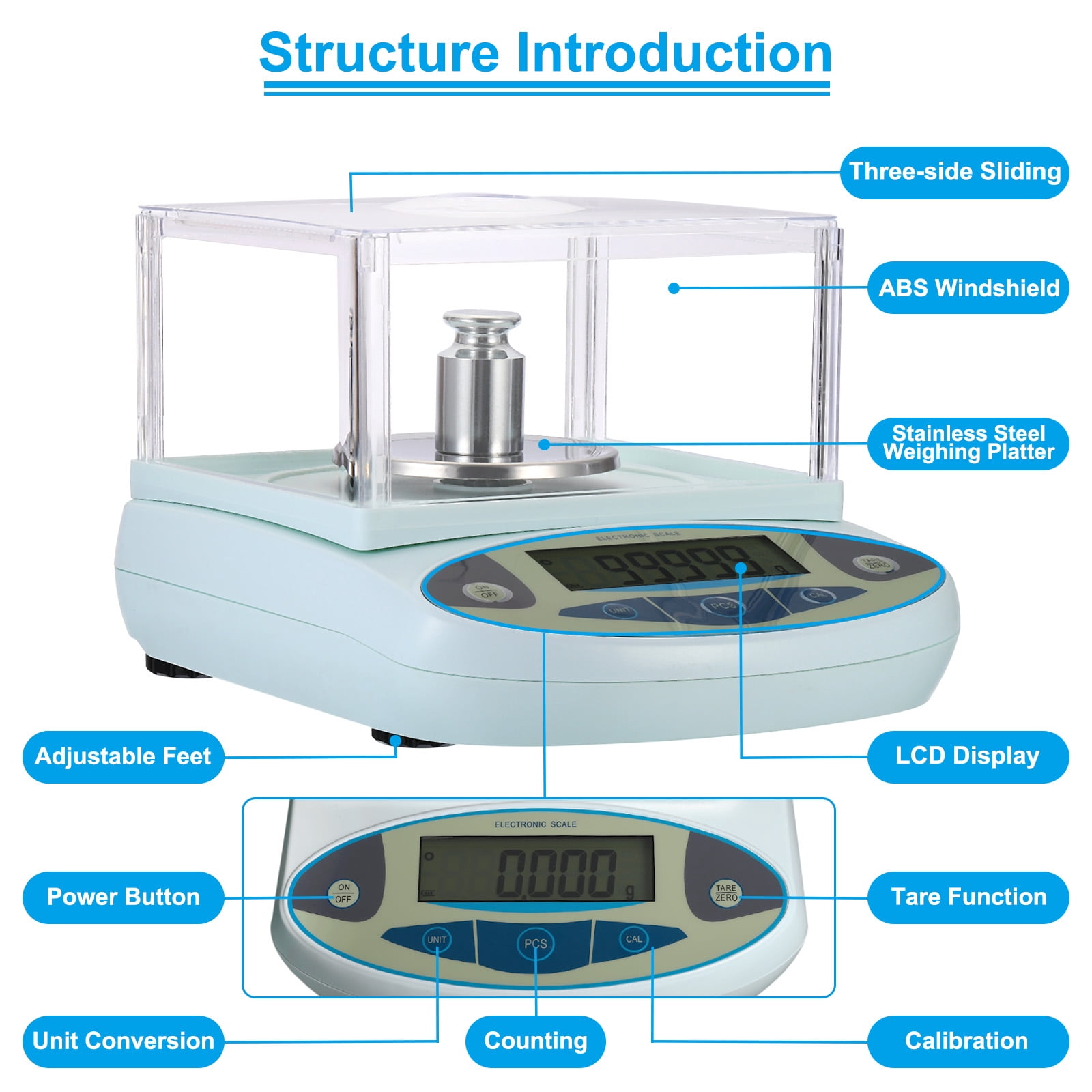 Uxcell Lab Scale 100gx0.001g, High Precision Electronic Analytical Balance Sensitive with Windshield