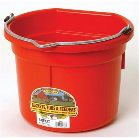 Quart Red Bucket - Inc Flat Back Plastic Bucket- Red 8 Quart - P8FBREDA