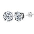 thumbnail image 1 of Sterling Silver Rhodium Finish 8mm Round Cubic Zirconia Stud Earring, 1 of 1