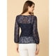 thumbnail image 5 of AllegK Blusas Tops Peplum De Encaje Semitransparente De ManLarCon CintuAnudaPaMujer Azul oscuro L, 5 of 6