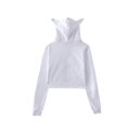 thumbnail image 3 of Pop cazadora para niña Hooded Sweatshirt Women's Cat Ear Hoodie ,Soft Streetwear Pullover ,Cute Long Sleeve Tops for Fall Winter （White）, 3 of 3