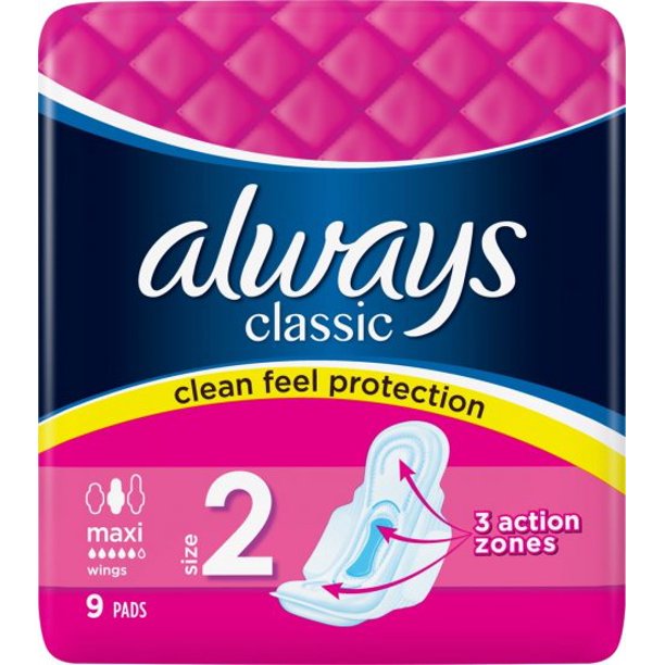 New ALWAYS CLASSIC MAXI PADS Size 2