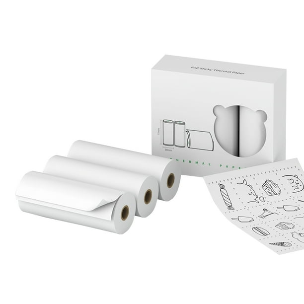 PeriPage 77 x 30 mm autoadhesivo de papel térmico autoadhesivo rollo de papel adhesivo imprimible si Tomshoo Blanco