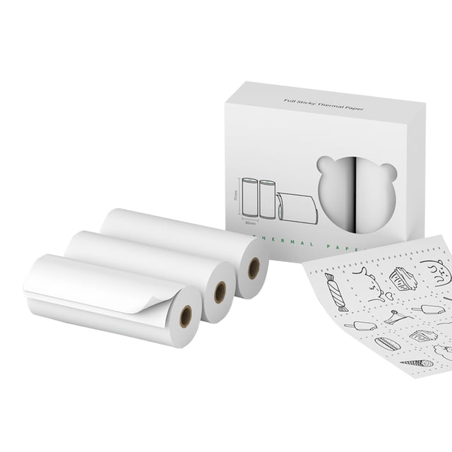 PeriPage 77 x 30 mm autoadhesivo de papel térmico autoadhesivo rollo de papel adhesivo imprimible si Tomshoo Blanco