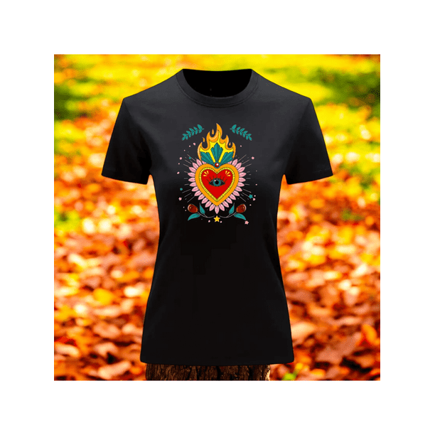 Playera Blusa De Corazon Con Ojo Turco Color Negro Talla Chica Marca Emil SaEs