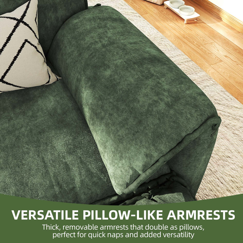 Uforic Sectional Sofa with Ottoman, 108" L Shape Modern 4 Seat Cloud Couch with Pillow-Armrest,Green