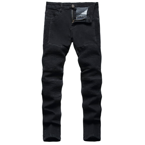 Keevoom Boys Fashion Slim Jeans Wrinkled Stretch Fit Denim Pants