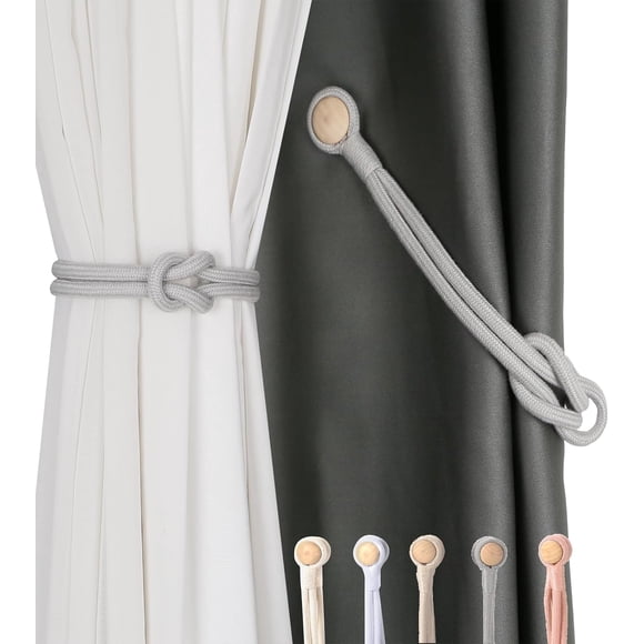 Fenghuangwu 2 Pack Magnetic Curtain Tiebacks,Adjustble Drape Ties for Window Draperies Decorative Holdback,Modern Convenient Curtain Holder Decor