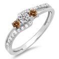 thumbnail image 1 of Dazzlingrock Collection 0.45 Carat (ctw) 10K Champagne & White Diamond 3 Stone Engagement Ring 1/2 CT, White Gold, Size 5, 1 of 1