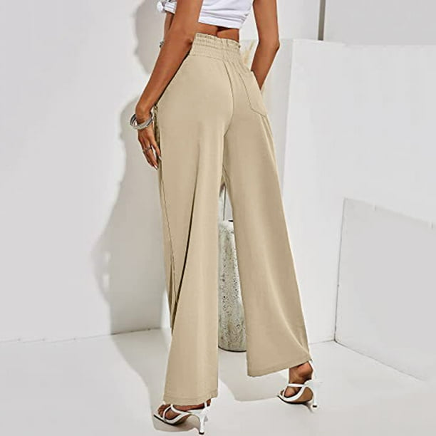 SweatyRocks Women's Drawstring Elastic Waist Wide Leg Pants Casual Loose Cargo  Pants with Pockets, White, X-Small : : Clothing, Shoes &  Accessories