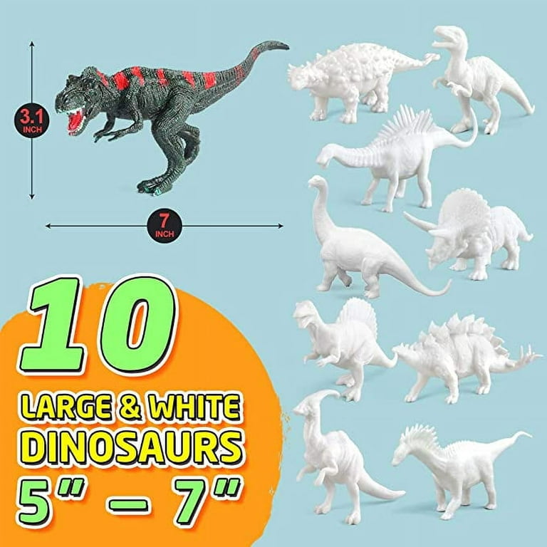 Dinosaur Painting Kit with 10Pcs Dinosaur Figures, Fun and Educational Painting  Kit for Kids, Paint Your Own Dinosaur Craft Set, Dinosaur Toys for Kids 3-5,  Easter Basket Stuffers 