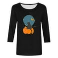 thumbnail image 4 of VKOYWKM Womens Halloween Shirts 3/4 Length Sleeve Women Tops Halloween Pumpkin Graphic T Shirts Holiday Crew Neck Three Quarter Length Sleeve Fall Blouses, 4 of 5