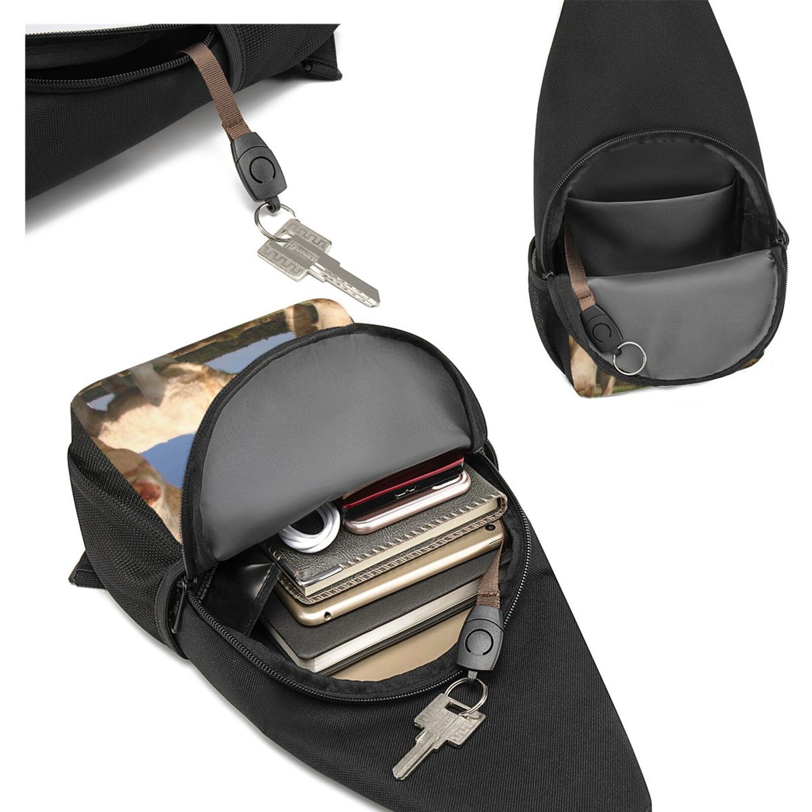 Xecao's Cows Cattles Print Sling Bag: A Versatile Chest, Shoulder, and Crossbody Backpack for Casual Days Out, Perfect for Both Men and Women