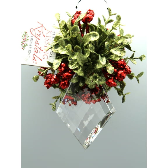 Mini Mistletoe Cut Krystal Triangle Ornament by Ganz