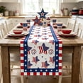 thumbnail image 4 of erdimoy 4th of July Patriotic Table Runner, 72×13 Inch 5 Styles Red White Blue Star Gnome Butterfly Linen Table Runner for Independence Day Memorial Day Dining, 4 of 6