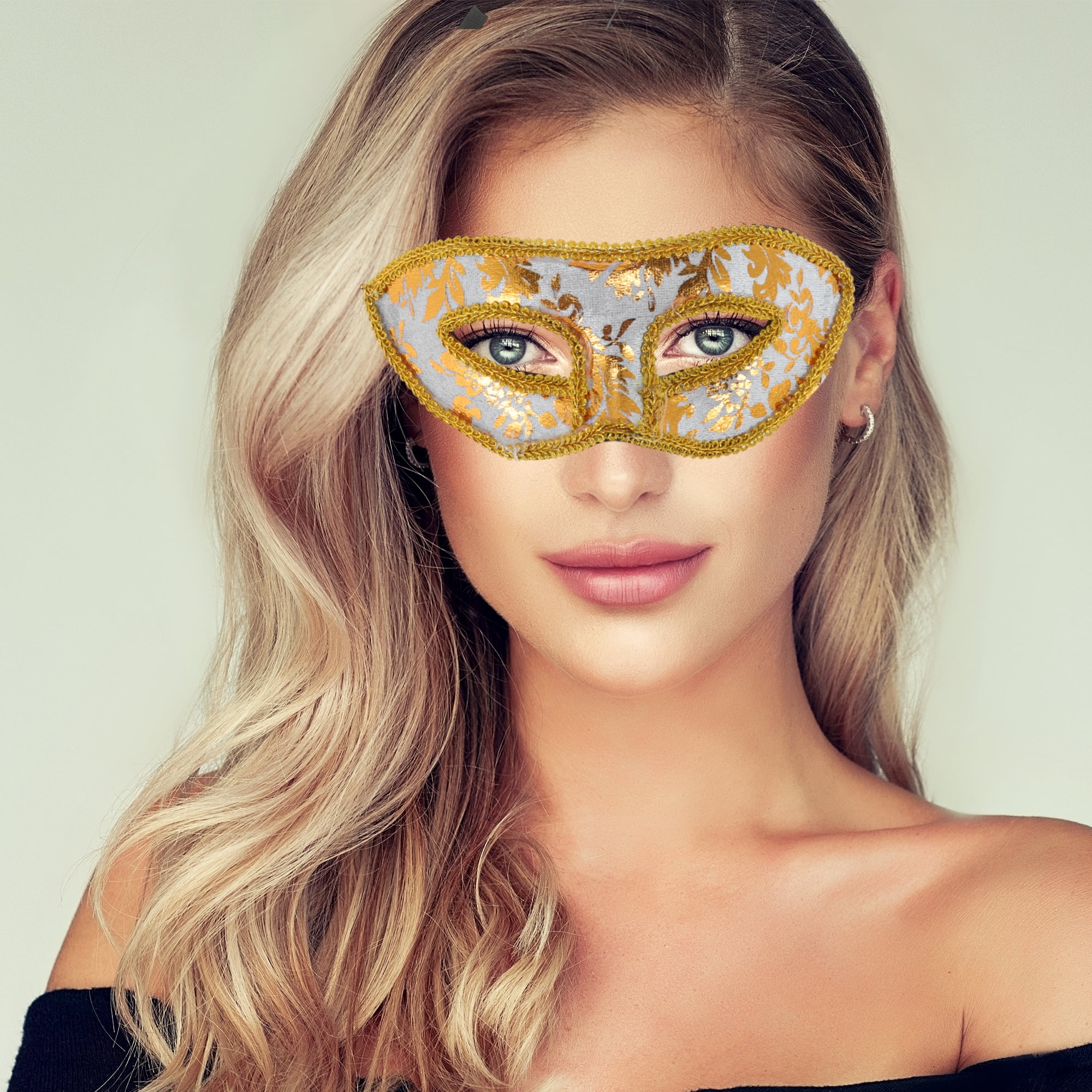 Unique Bargains 1 Box Jazz Cloth-Wrapped Flat Head Half Face Party Mask White