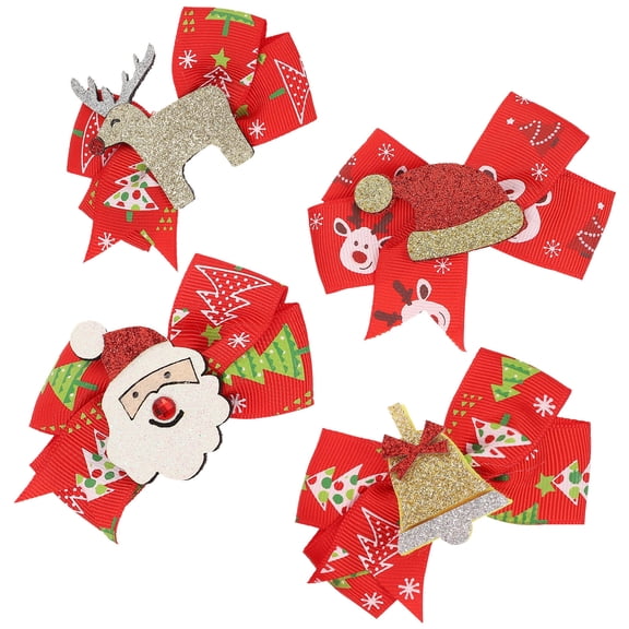 Soimiss Red Reindeer Antler Christmas Hair Clip Bowknot Xmas Party Headdress