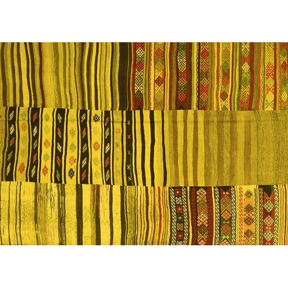 Ahgly Company Indoor Rectangle Patchwork Yellow Transitional Area Rugs, 2' x 3'