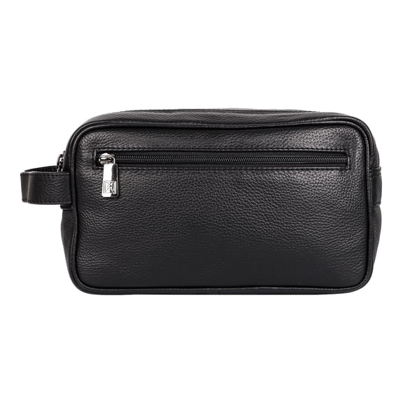 Karla Hanson Roger 9.4" Leather Toiletry Bag Water Resistant Black (28054BLACK)