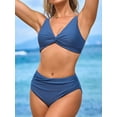 thumbnail image 4 of Sociala Women Ruched Two Piece Swimsuit Knot Twist Bikini Set V Cut Bathing Suits 2026 Swimwear, 4 of 7