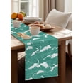 thumbnail image 3 of Ocean Waves Turquoise Art Table Runner 13x48in Non-Slip Cotton Linen Table Runners, Watercolor Water Lines Dresser Scarves TableRunner for Dinner Kitchen Dining Wedding Party, 3 of 9