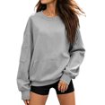 thumbnail image 4 of Ozmmyan Womens Crew Neck sweatshirts Womens Long Sleeve Pullover Sweatshirt With Zipper Pockets Loose Casual Solid Fall Winter, 4 of 6