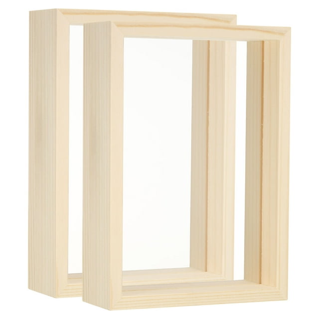 Uxcell Fit 3x6 inch Wood Picture Frames 2 Pack Double Sided Acrylic Plant Specimens Frame Natural Color