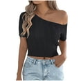 thumbnail image 2 of Women's Oversized T-shirt, Casual Short Sleeve Hollow Out Blouse, Loose Fit Round Neck Top for Summer, 2 of 8