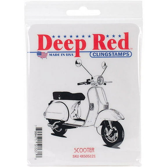 Deep Red Stamps Scooter Rubber Cling Stamp