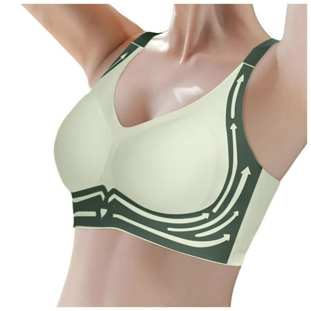 Rinsvye Women s Comfortable and Running Sports Bra Transparent Shoulder Strap Cordless Bandeau Sports Bra Backless Spongeless with Convertible Womens Bras Comfortable Front Closure Shoulder Str